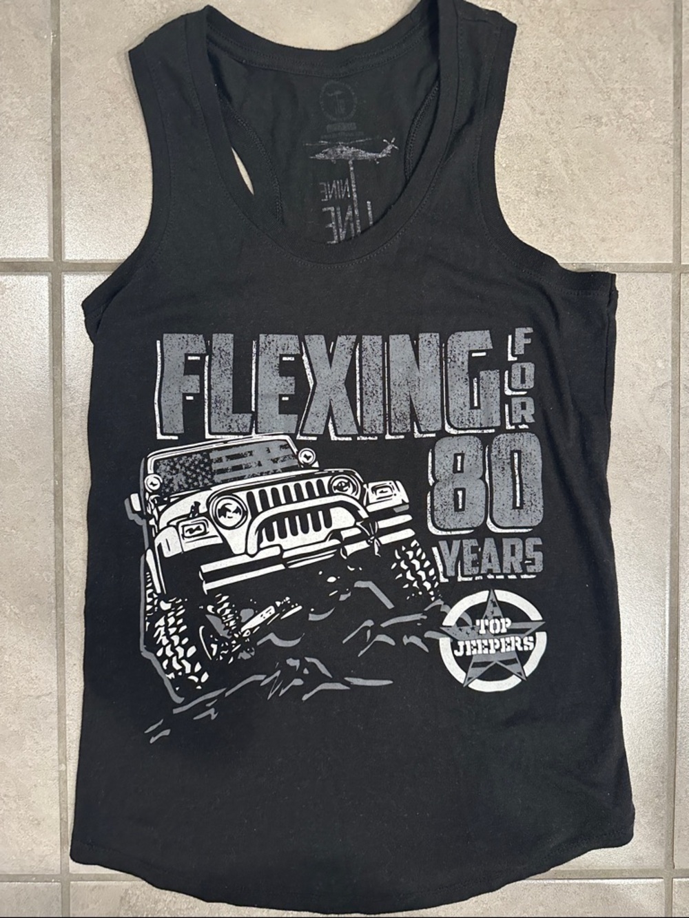 Black Graphic Tank Top - 'Flexing for 80 Years'